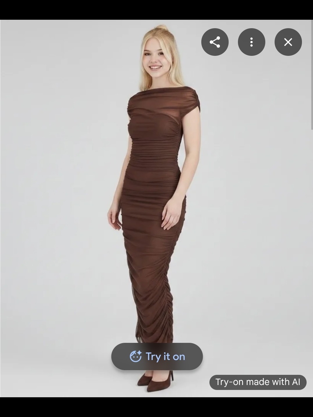 Lulu's Brown Ruched Maxi Dress